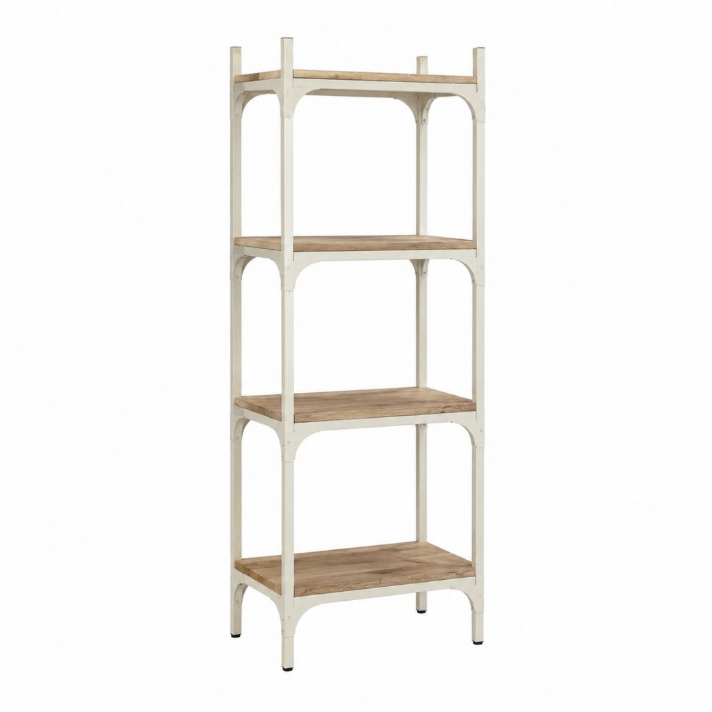 Bücherregal Standregal Weiß Braun Stahl Spanplatte Rechteckig 80 x 40 x 180 cm