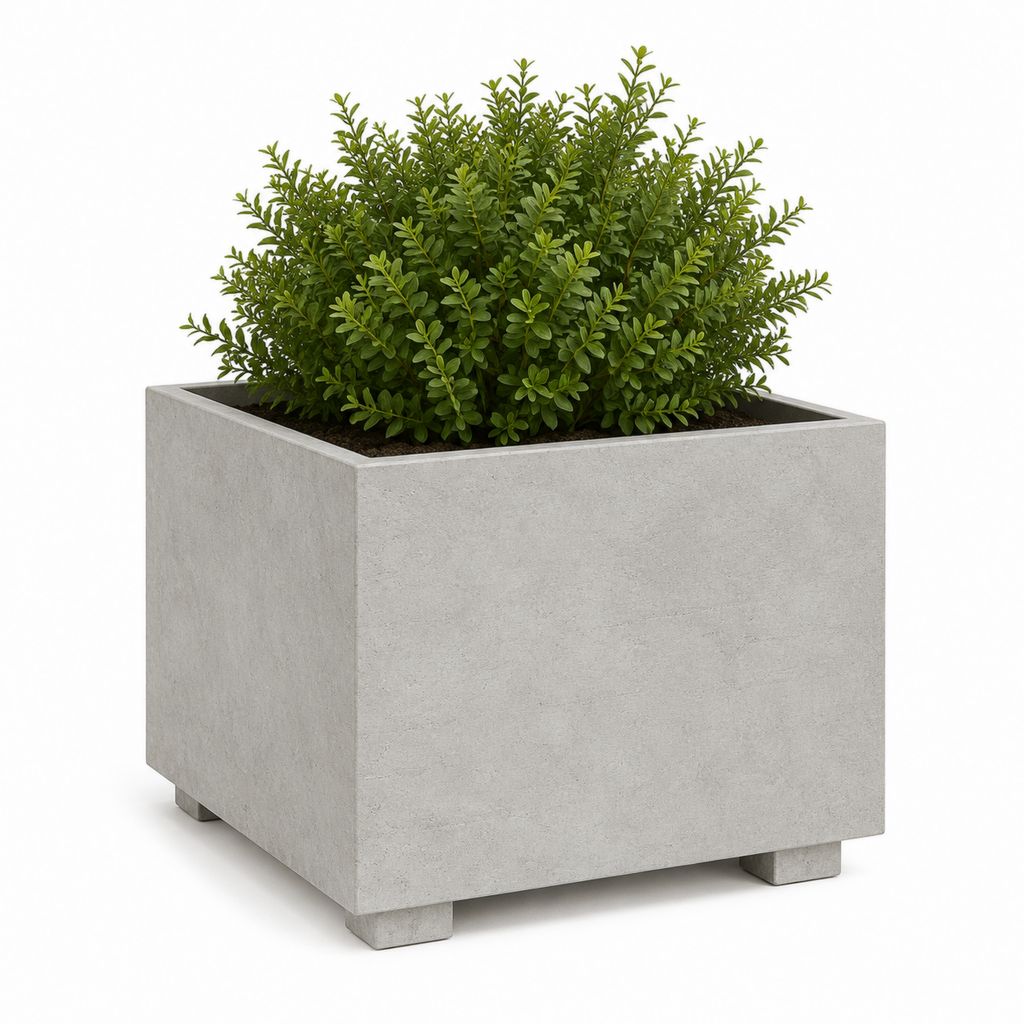 Pflanzkübel quadratisch Grau aus Faserzement 50 x 50 x 50 cm