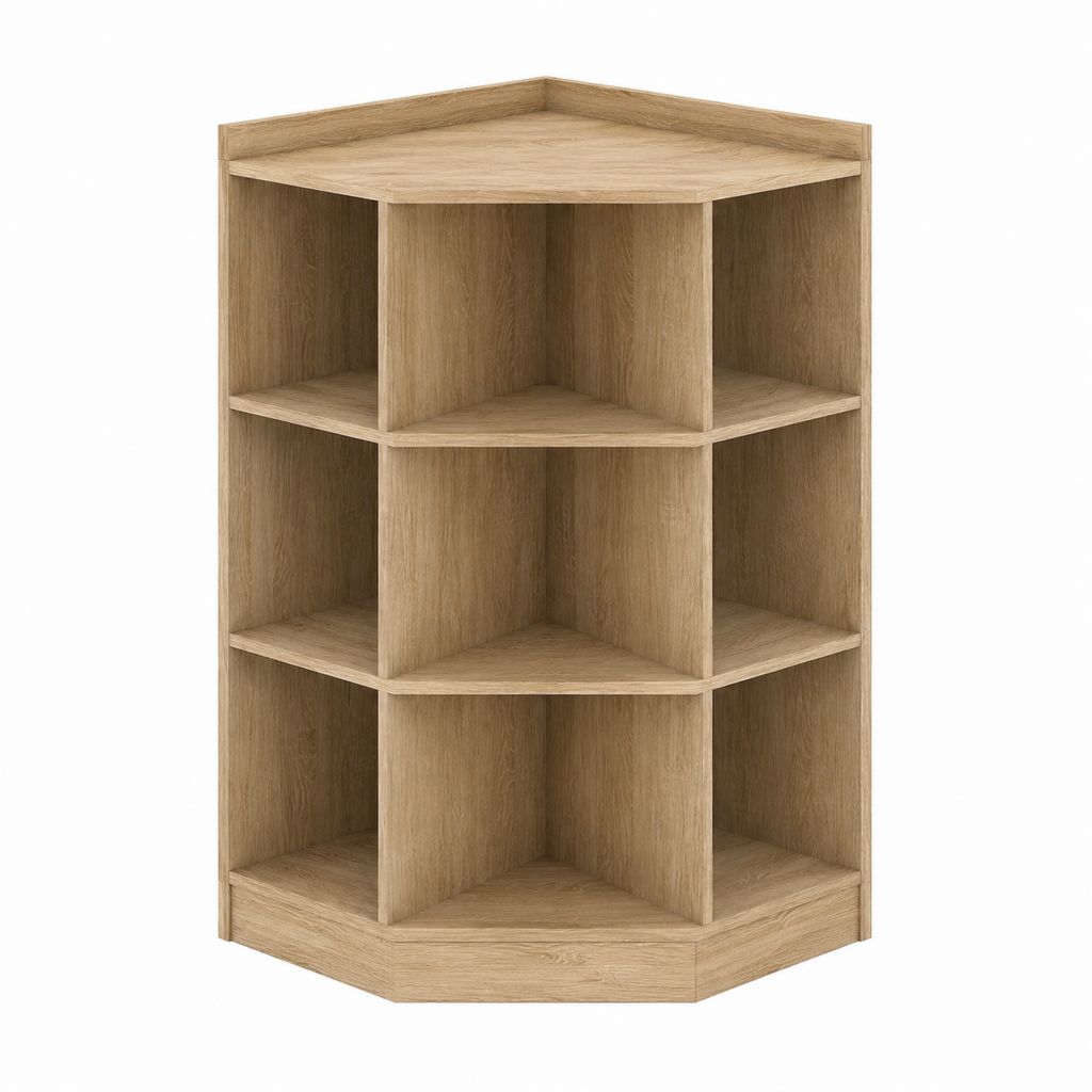 Eckregal Bücherregal Eiche hell Spanplatte fünfeckig 60 x 60 x 90 cm