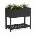 Hochbeet Pflanzkasten Schwarz aus WPC rechteckig 80 x 40 x 80 cm mit Ablage