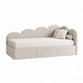 Stauraumbett 90 x 200 cm Beige mit Bouclé-Polyesterbezug und Wolkenkopfteil