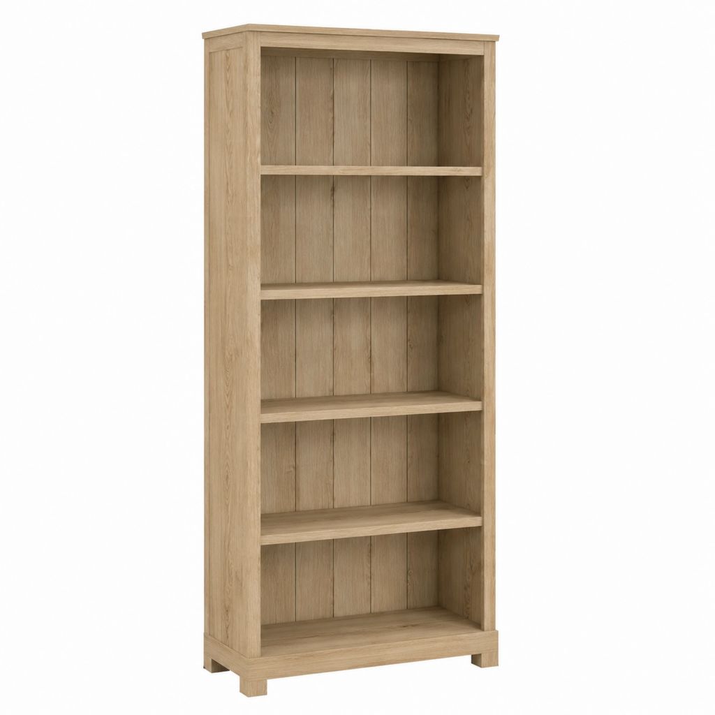 Bücherregal mit 5 offenen Fächern Eiche hell MDF mit Eichenfurnier rechteckig 80 x 30 x 180 cm