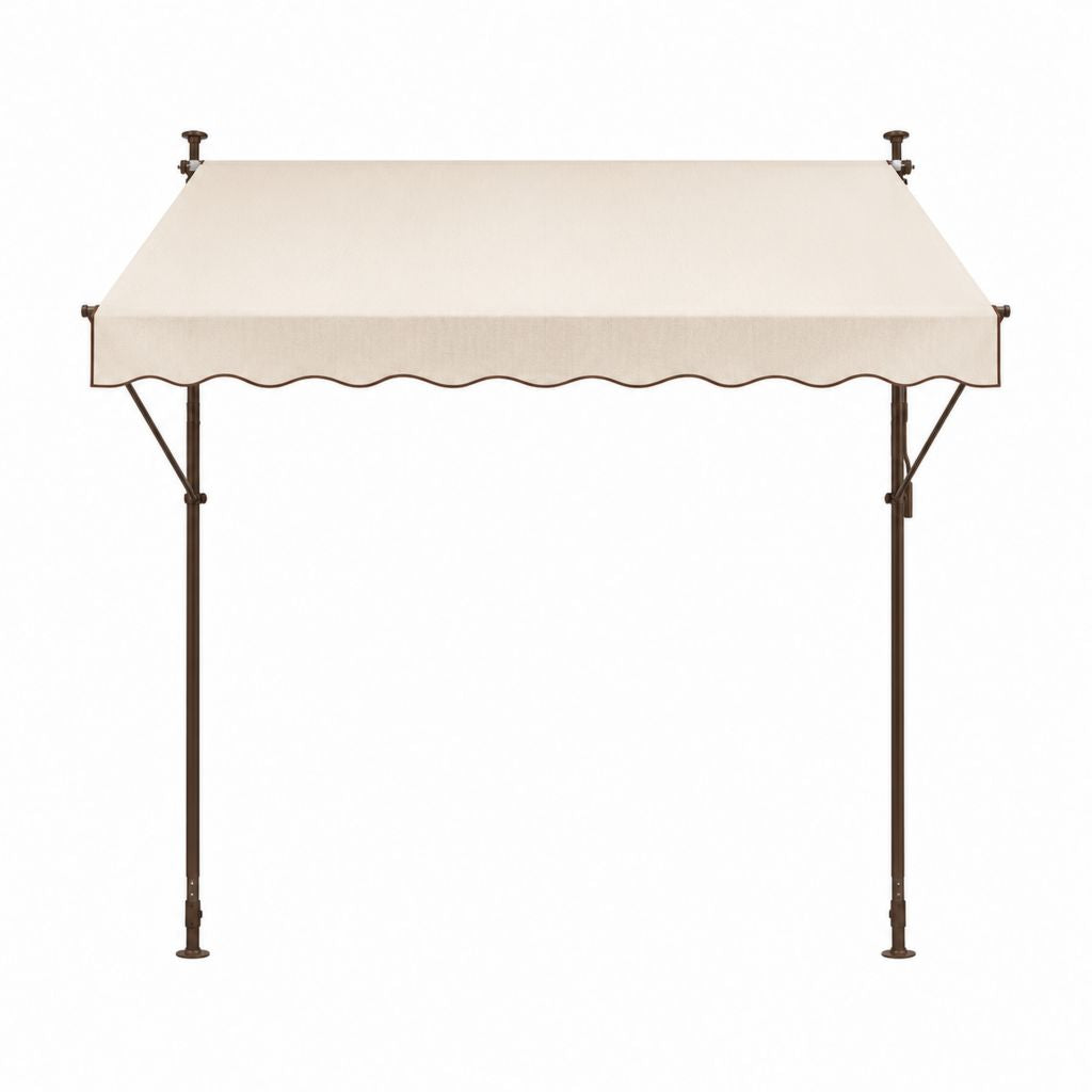 Klemmmarkise Beige aus Polyester mit Stahlgestell 300 x 250 x 200-300 cm