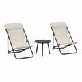 2er Set Gartenliegen mit Beistelltisch Beige Schwarz Stahl Polyester 94 x 65 x 98 cm