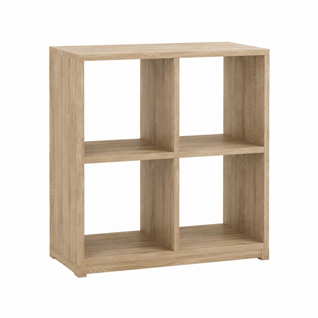 Bücherregal Standregal Eiche hell Spanplatte rechteckig mit 4 offenen Fächern 60 x 30 x 60 cm