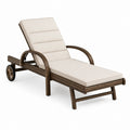 Verstellbare Gartenliege mit Rollen Braun PE-Rattangeflecht Beige Polyesterpolster Rechteckig 200 x 70 x 90 cm