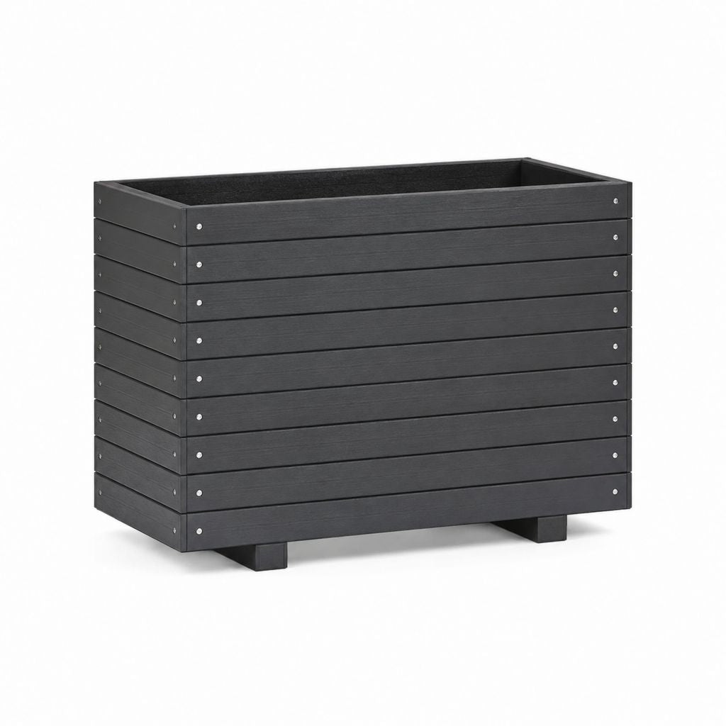 Hochbeet Pflanzkasten Schwarz WPC rechteckig 100 x 50 x 54 cm