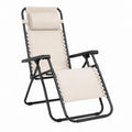 Klappbarer Relaxsessel Gartenliege Beige Polyester Stahlrohr 90 x 65 x 110 cm