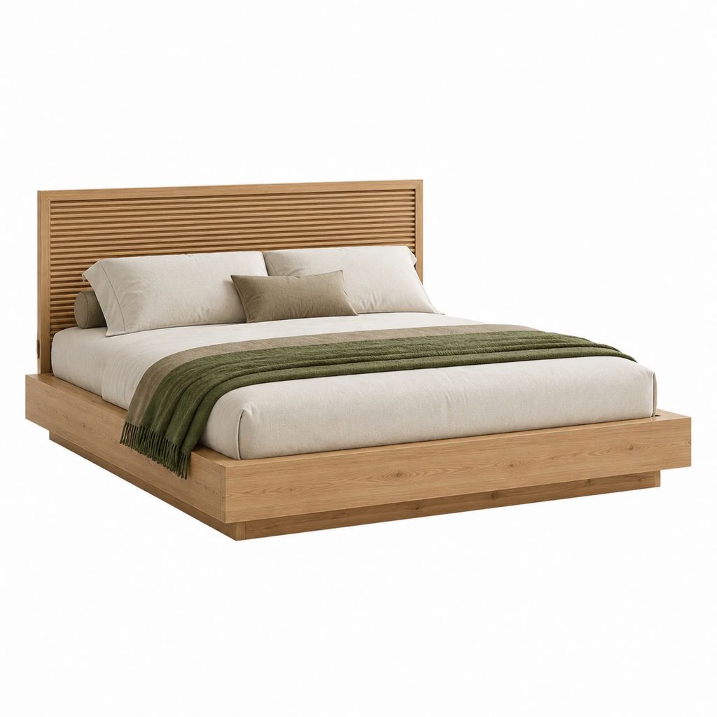Stauraumbett Doppelbett Natur aus massivem Eichenholz rechteckig 180 x 200 cm