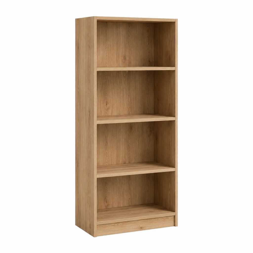 Bücherregal Standregal Eiche Natur Spanplatte rechteckig mit 4 offenen Fächern 60 x 30 x 180 cm