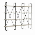 Bücherregal 4 Ebenen Schwarz Hellgrau Stahl MDF 180 x 180 x 35 cm