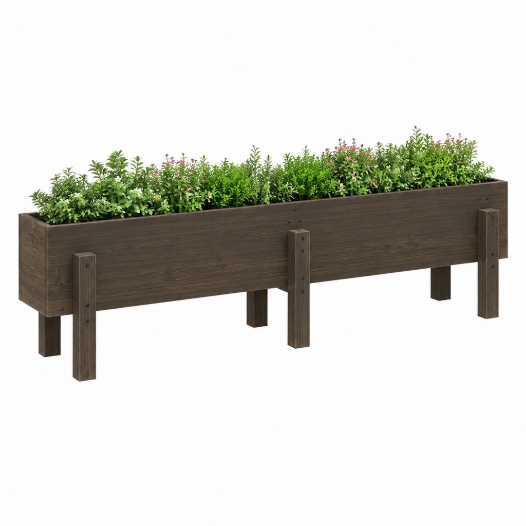 Hochbeet Pflanzkasten Dunkelbraun aus imprägniertem massivem Kiefernholz 240 x 80 x 77 cm