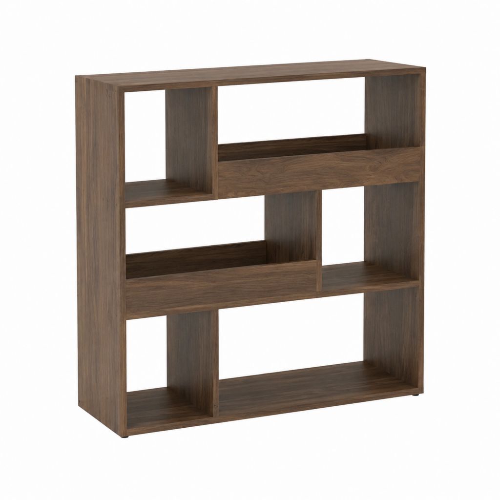 Bücherregal Raumteiler Nussbaum Spanplatte 120 x 30 x 120 cm mit 6 offenen Fächern