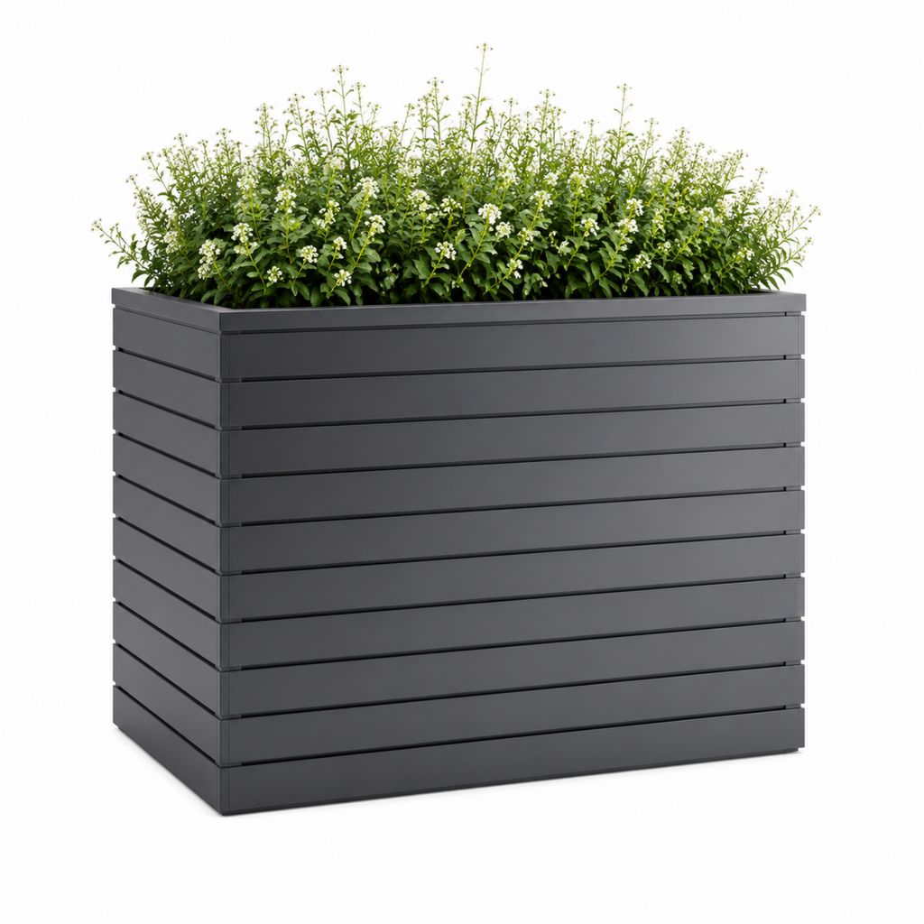 Hochbeet Pflanzkübel aus anthrazit pulverbeschichtetem verzinktem Stahl rechteckig 100 x 40 x 80 cm